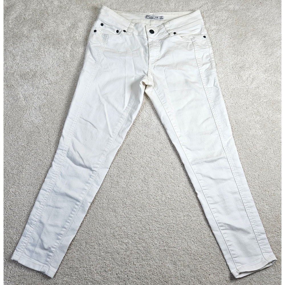 Women's Prana White Organic Cotton Blend Fitted Stretch Denim Jeans Size 6/28‎